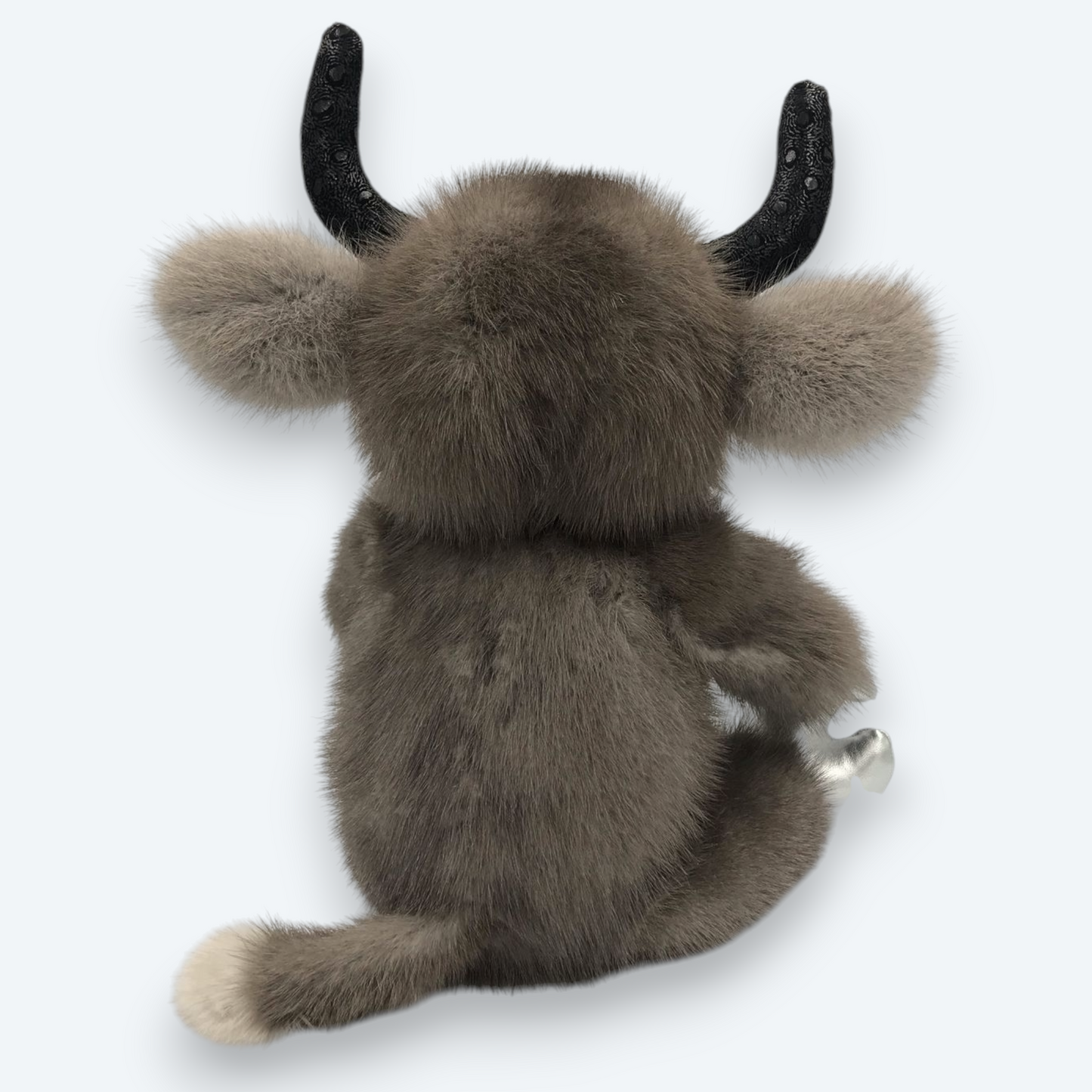 Artisan Handmade Silver Horn Bull – Luxury Natural Mink Fur Designer Plush