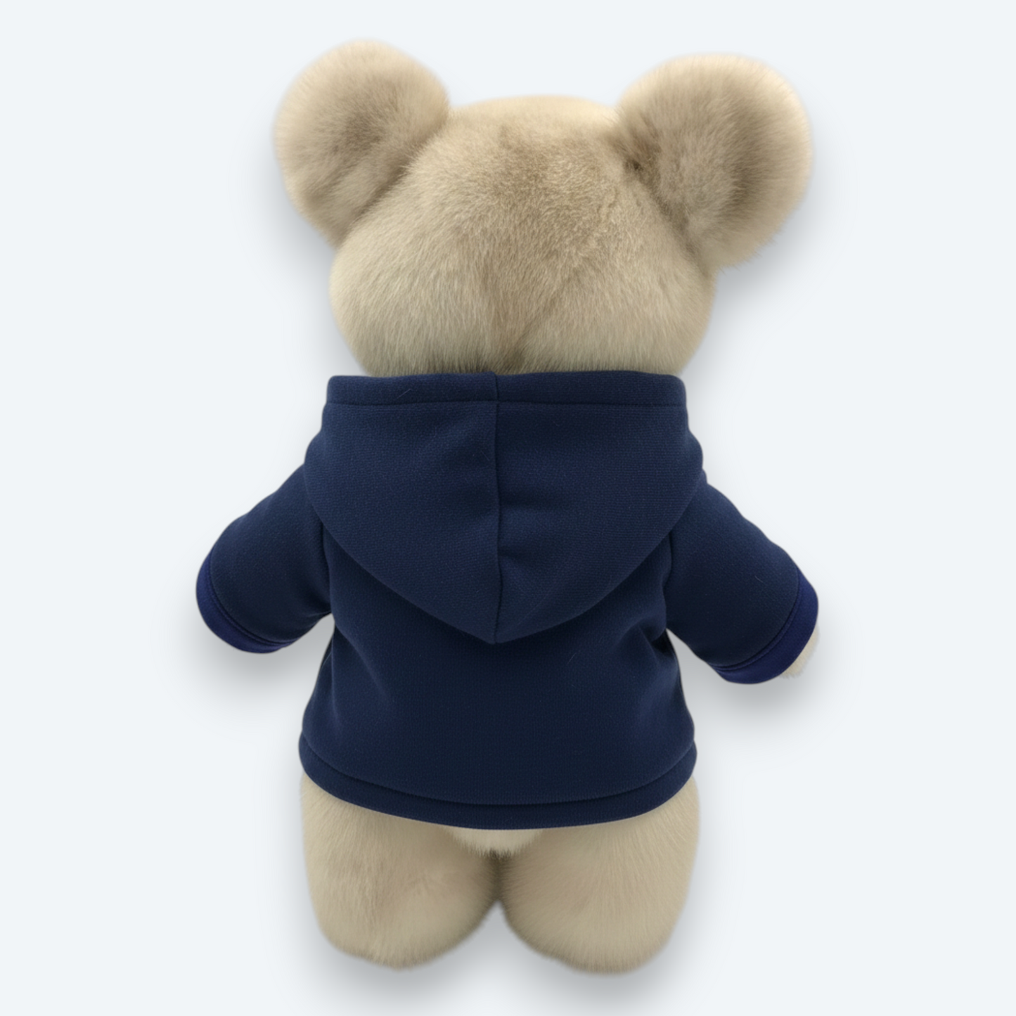 Artisan Handmade Vanilla Mink Bear in Midnight Hoodie – Luxury Natural Fur Designer Plush
