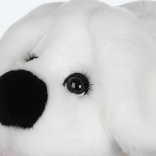 Artisan Handmade White Puppy – Luxury Rex Rabbit Fur Designer Plush