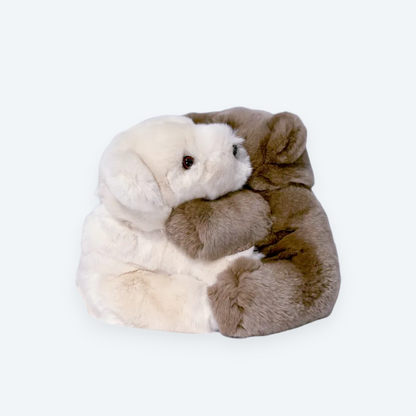 Artisan Handmade "Inseparable Friends" Bear Duo – Luxury Natural Rex Rabbit Fur Plush Set