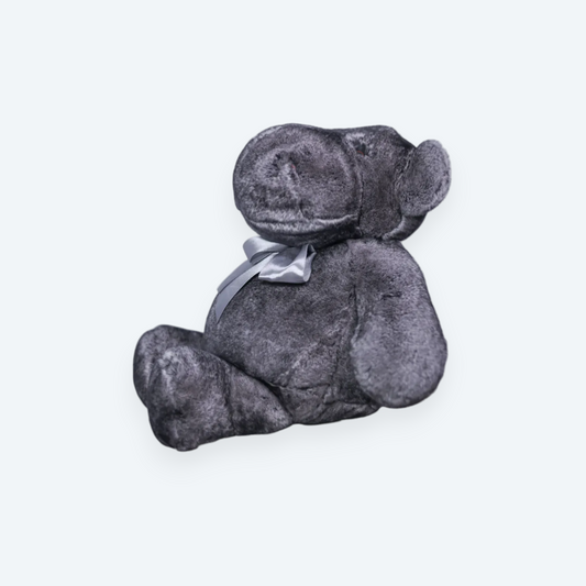 Artisan Handmade Grey Teddy Bear – Luxury Rex Rabbit Fur Collectible
