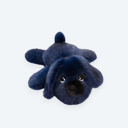 Artisan Handmade Navy Blue Puppy – Luxury Rex Rabbit Fur Designer Plush