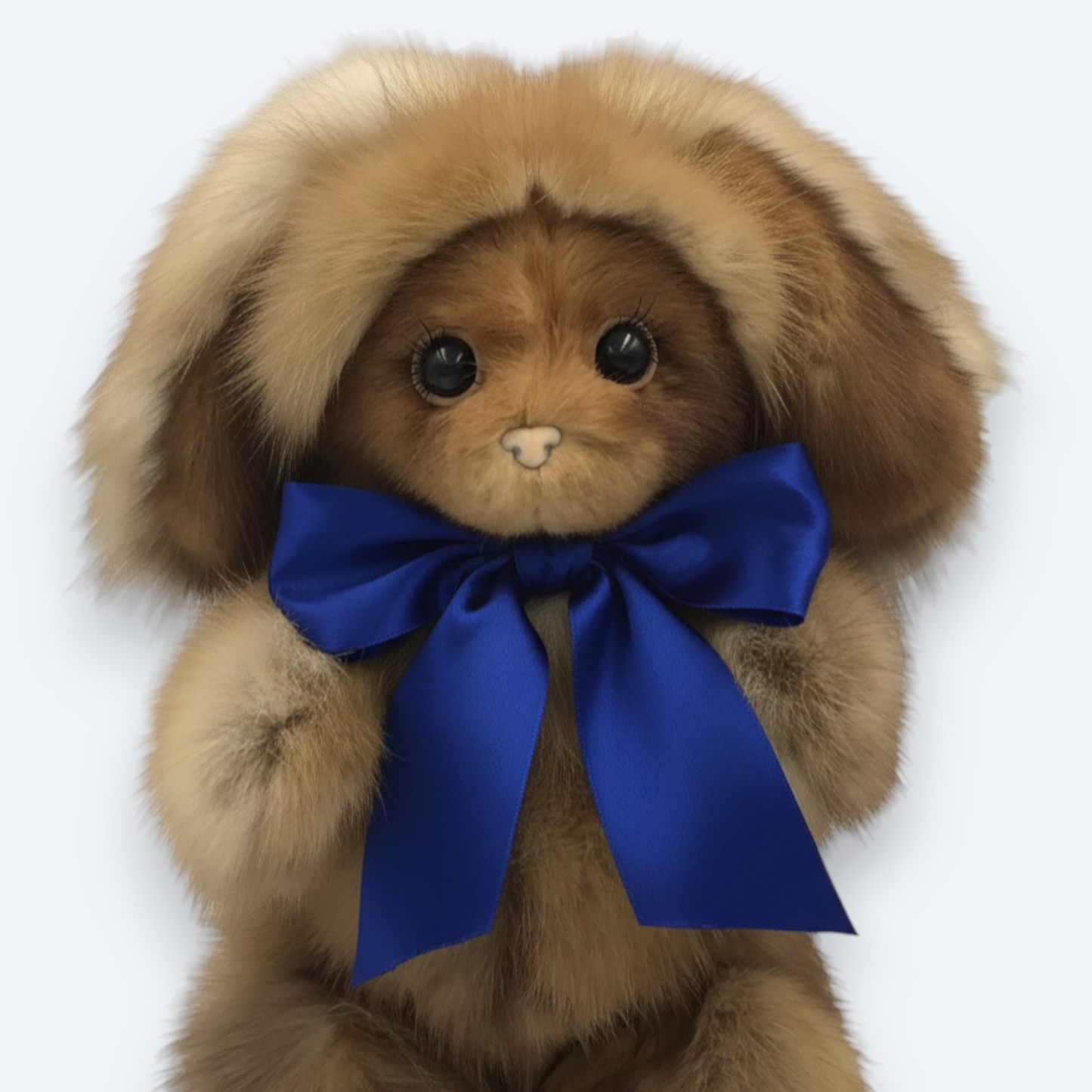 Artisan Handmade Golden Sable Bunny – Luxury Natural Marten Fur Designer Plush