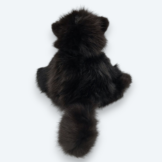 Artisan Handmade "Midnight Silk" Kitten – Luxury Natural Mink Fur Toy