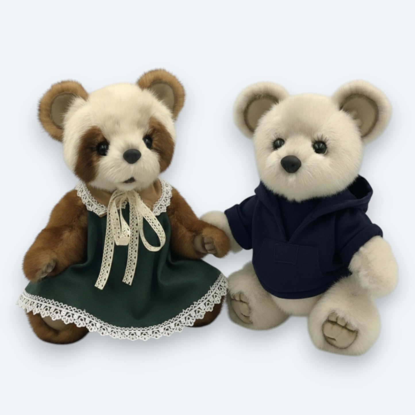 Artisan Handmade "Noble Duo" Bears – Luxury Natural Mink Fur Designer Set