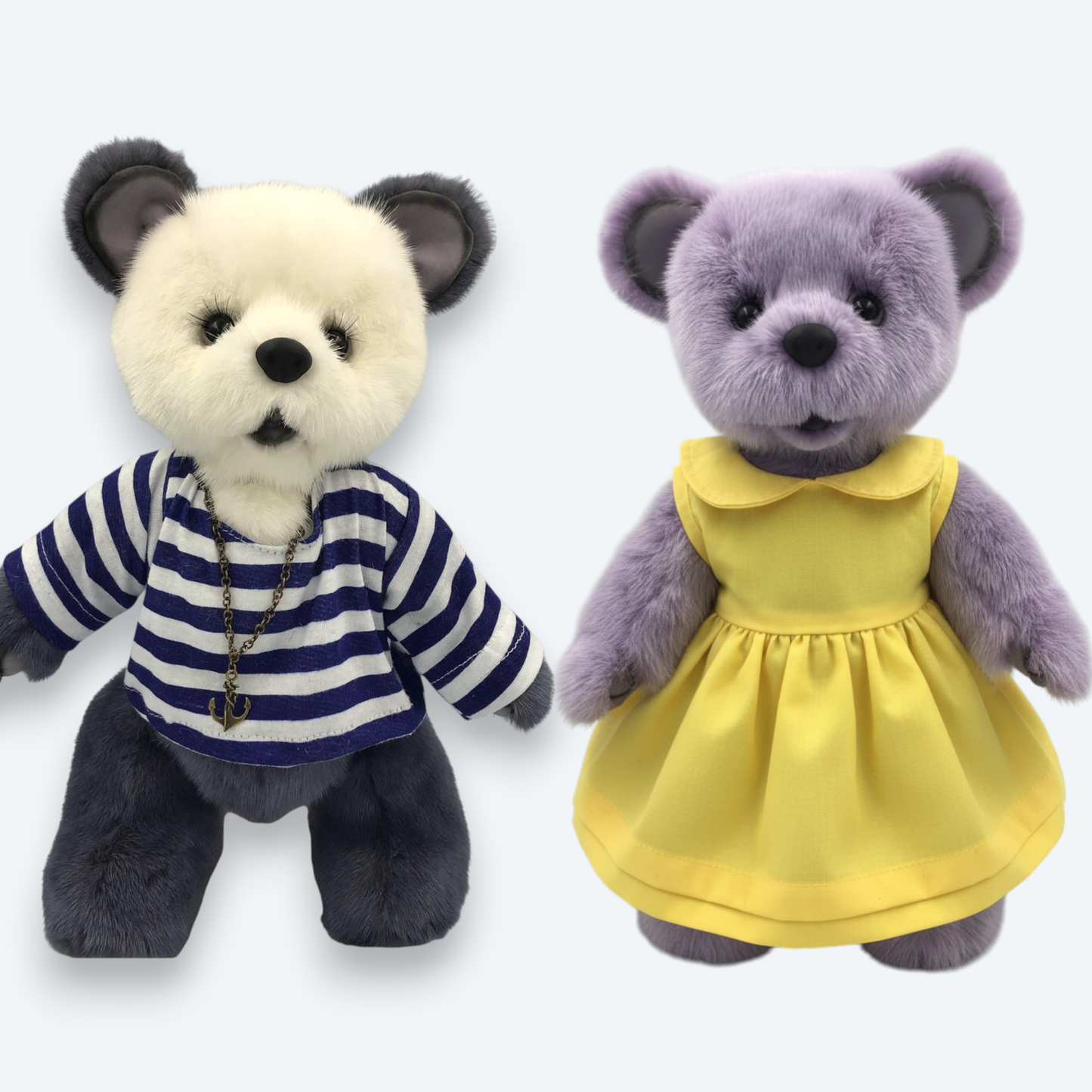 Artisan Handmade "Noble Duo" Bears – Luxury Natural Mink Fur Designer Set