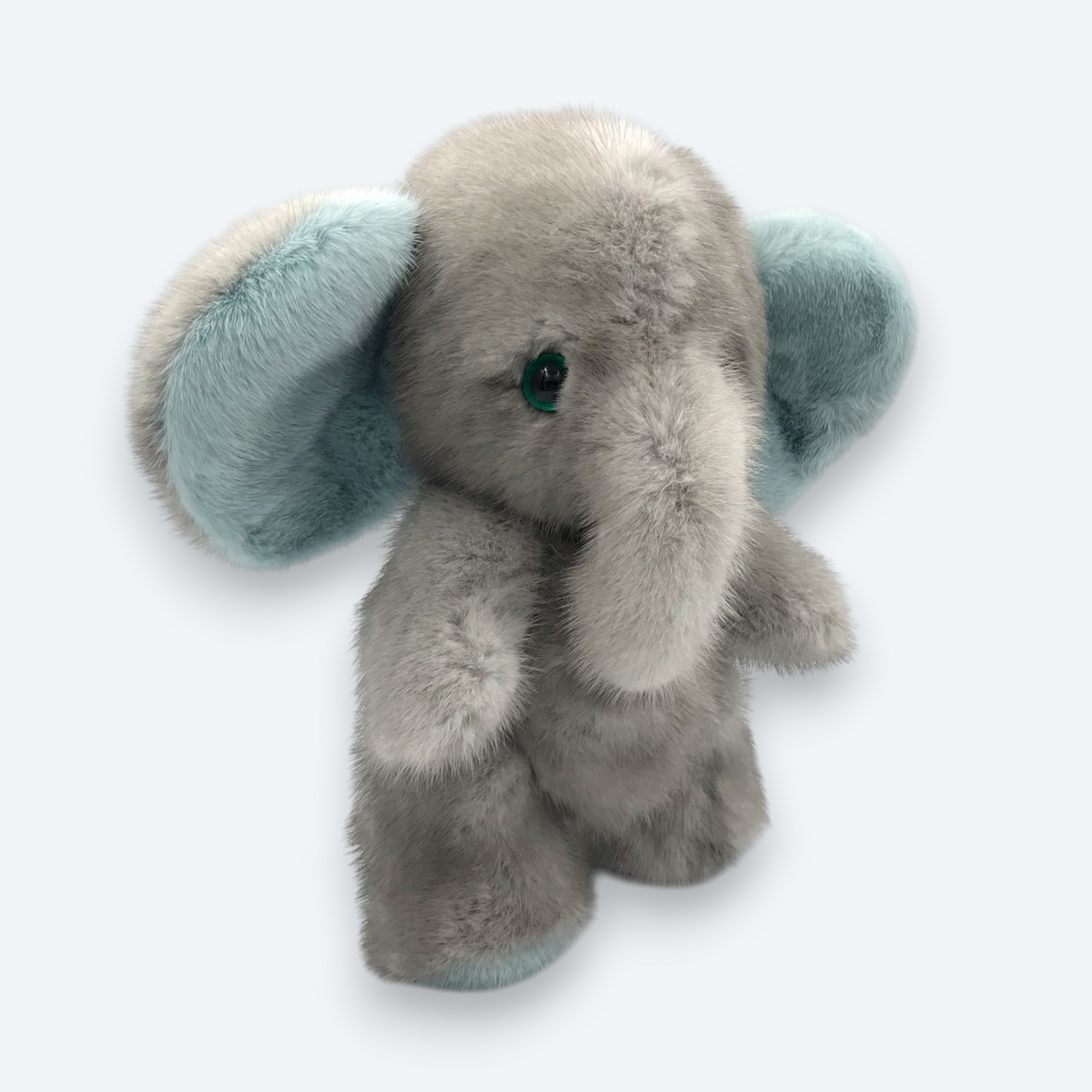 Artisan Handmade Azure Breeze Elephant – Luxury Natural Mink Fur Designer Plush