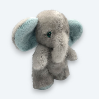 Artisan Handmade Azure Breeze Elephant – Luxury Natural Mink Fur Designer Plush