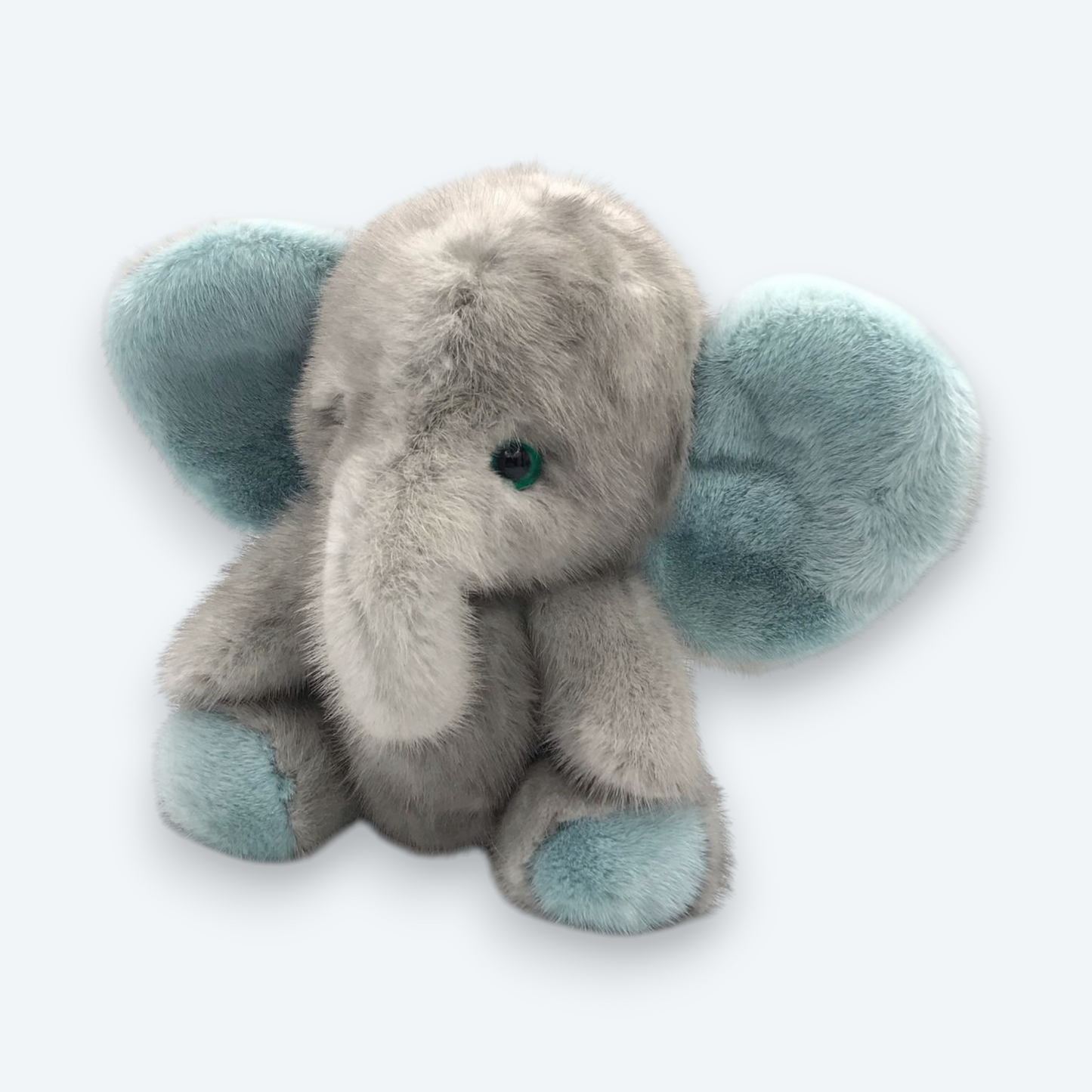 Artisan Handmade Azure Breeze Elephant – Luxury Natural Mink Fur Designer Plush