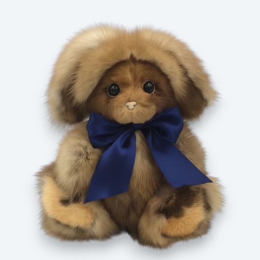 Artisan Handmade Golden Sable Bunny – Luxury Natural Marten Fur Designer Plush