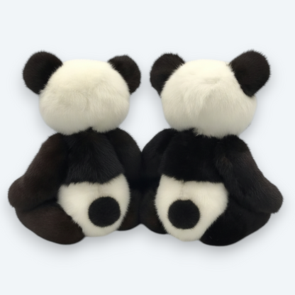 Artisan Handmade "Yin & Yang" Panda Duo – Luxury Natural Mink Fur Designer Set