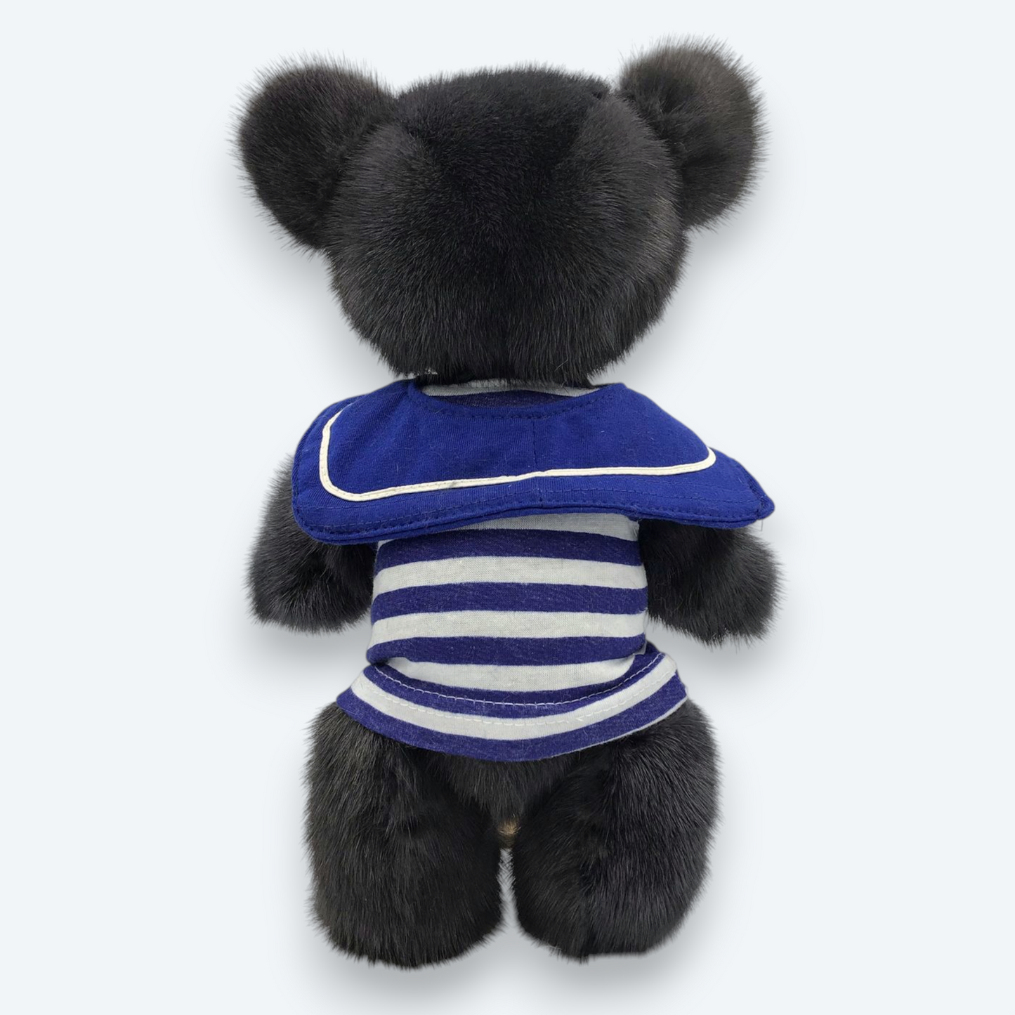 Artisan Handmade "Midnight Sailor" Bear – Luxury Natural Mink Fur Designer Plush