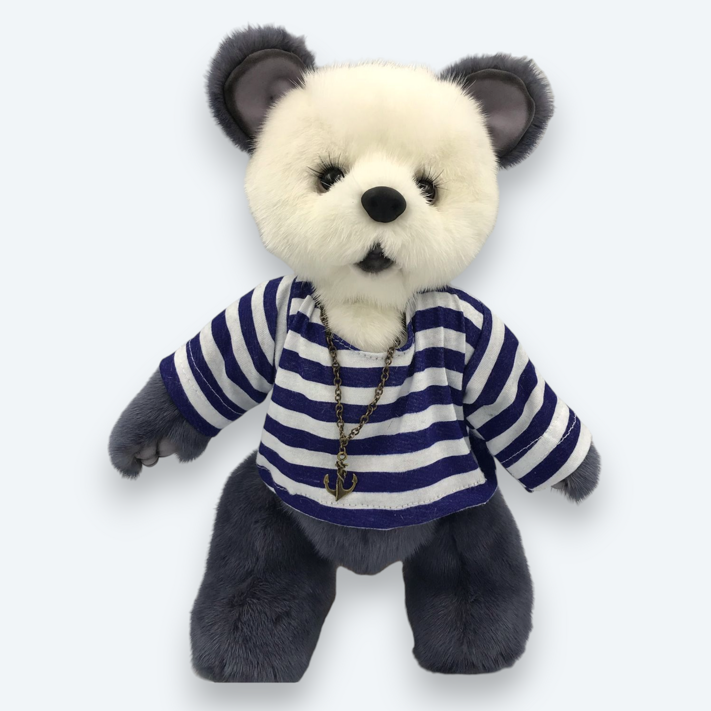 Artisan Handmade "Nautical Spirit" Bear – Luxury Natural Mink Fur Designer Plush in Sailor Outfit