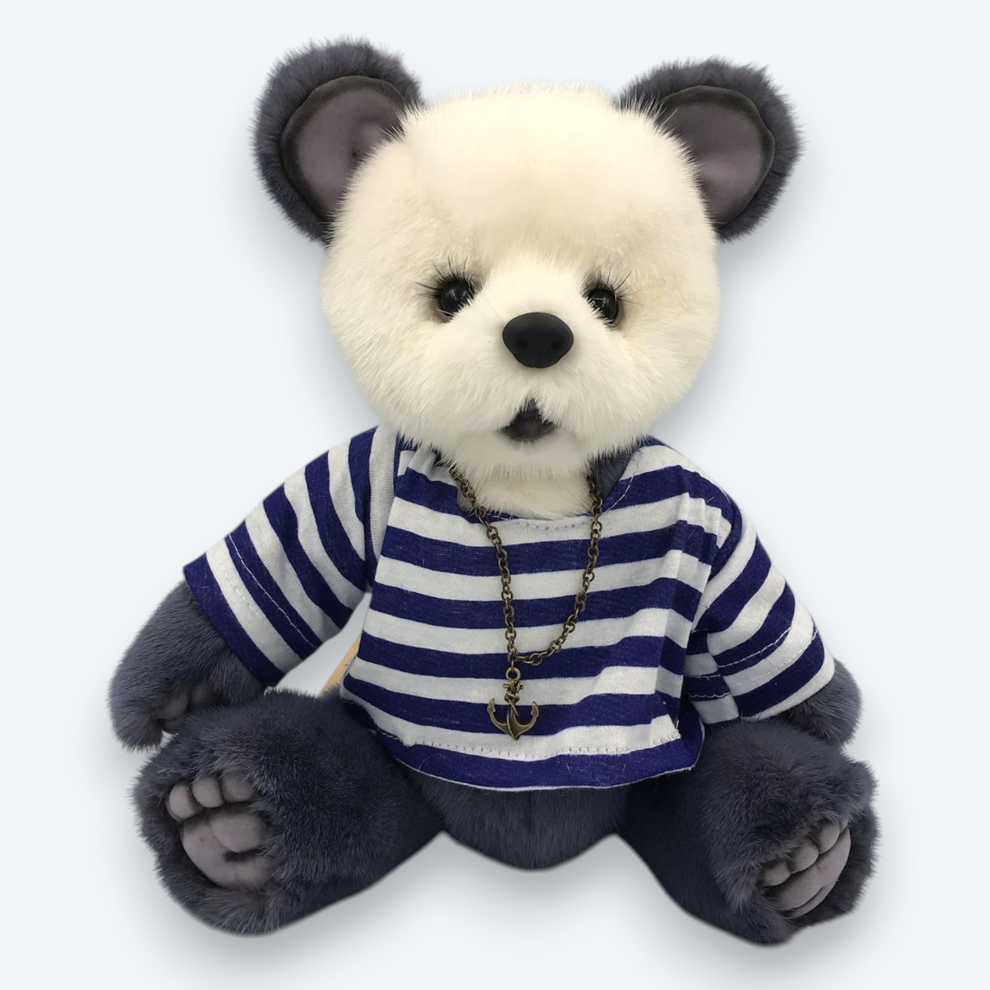 Artisan Handmade "Nautical Spirit" Bear – Luxury Natural Mink Fur Designer Plush in Sailor Outfit