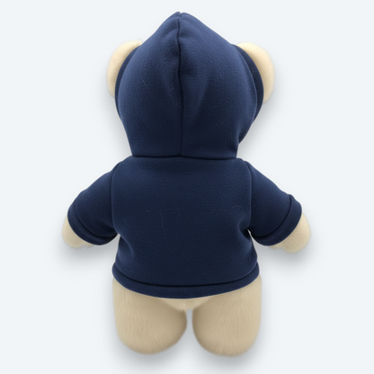 Artisan Handmade Vanilla Mink Bear in Midnight Hoodie – Luxury Natural Fur Designer Plush