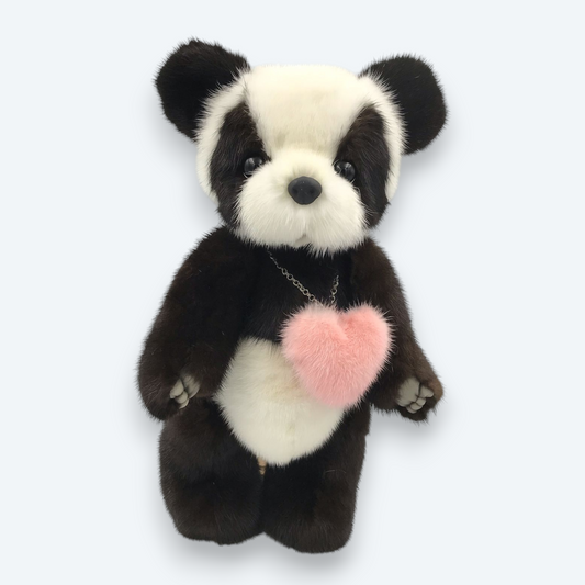 Artisan Handmade "Pure Heart" Panda – Luxury Natural Mink Fur Designer Plush