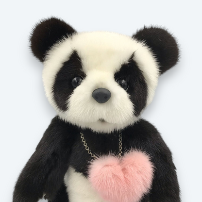 Artisan Handmade "Pure Heart" Panda – Luxury Natural Mink Fur Designer Plush