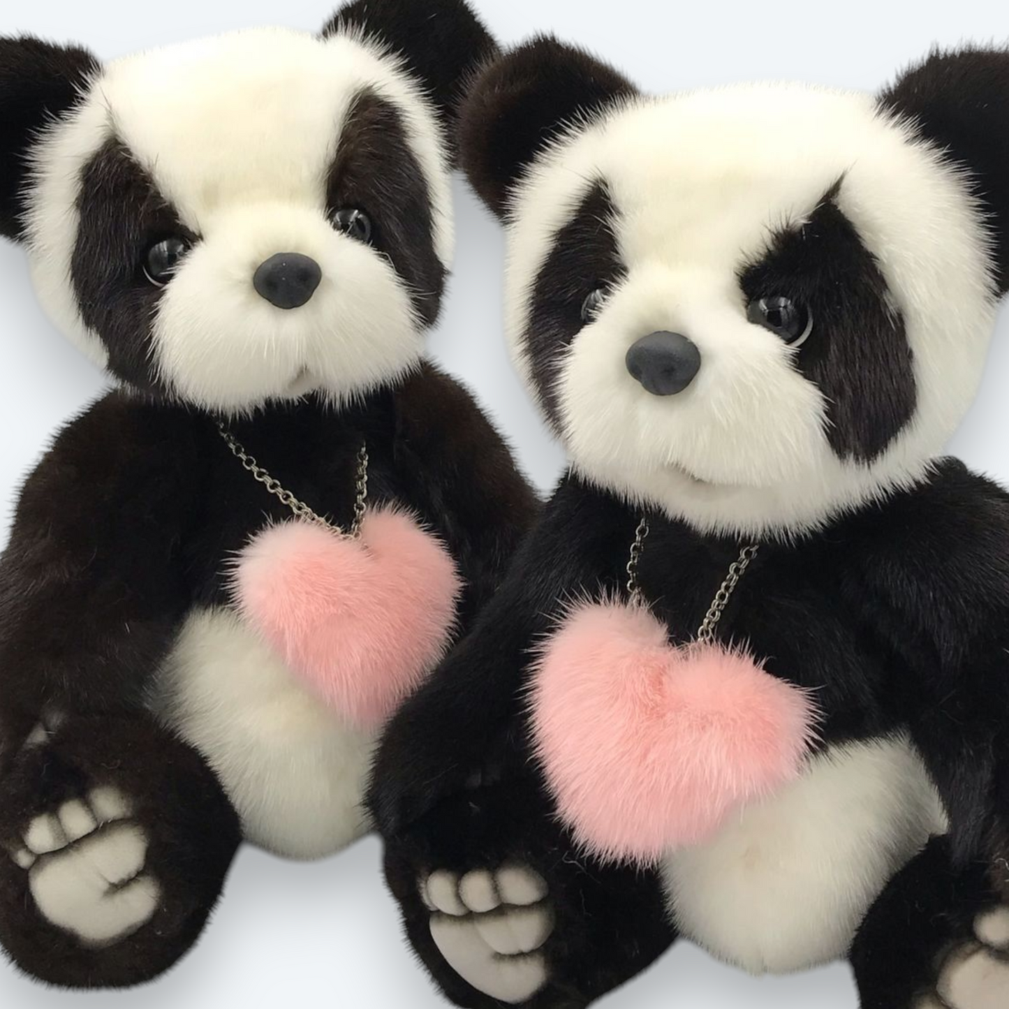 Artisan Handmade "Yin & Yang" Panda Duo – Luxury Natural Mink Fur Designer Set