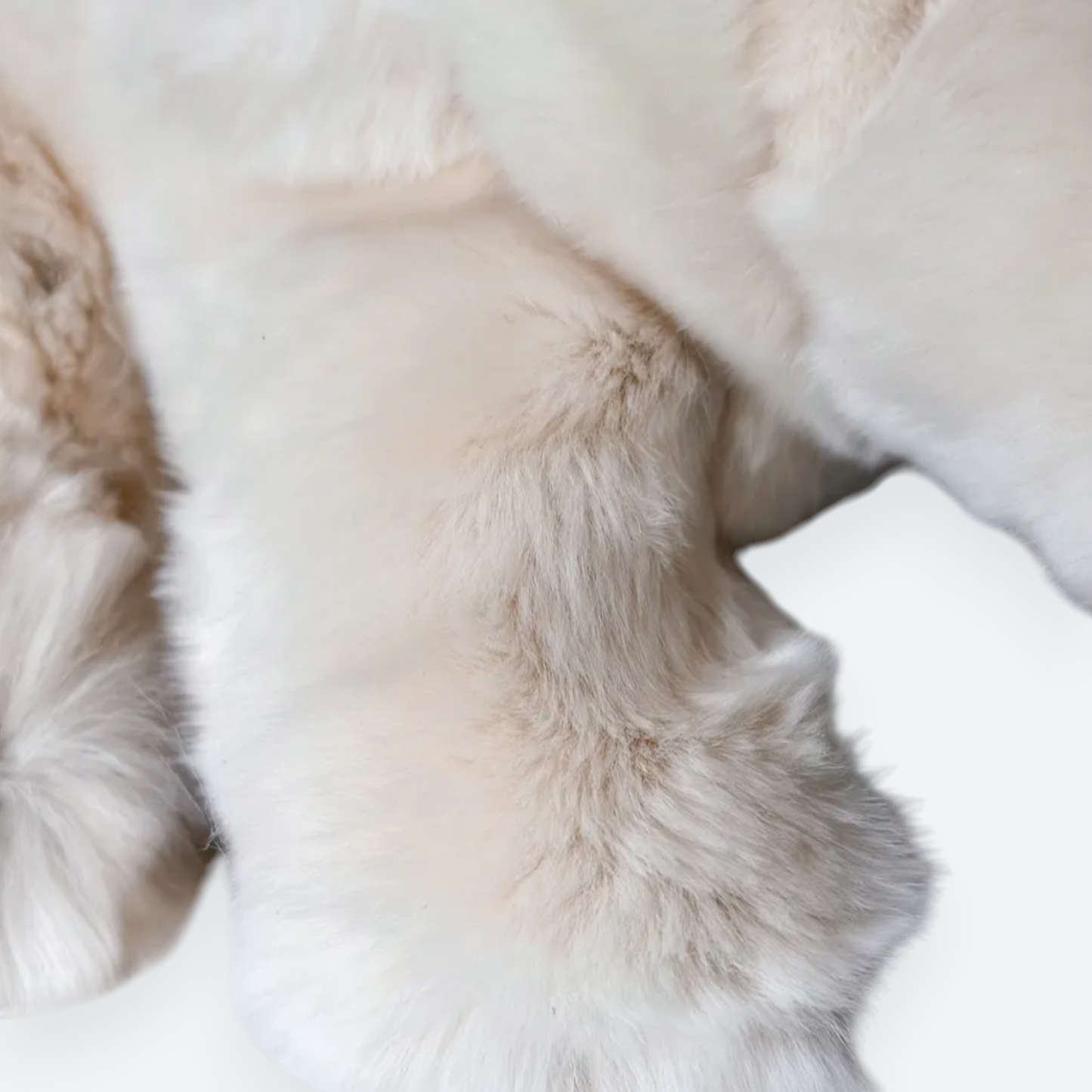 Artisan Handmade Cream Teddy Bear – Luxury Rex Rabbit Fur Designer Plush