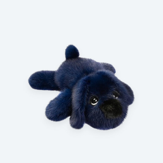 Artisan Handmade Navy Blue Puppy – Luxury Rex Rabbit Fur Designer Plush