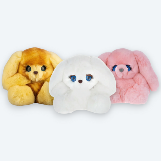 Artisan Handmade "Meadow Trinity" Bunnies – Luxury Natural Fur Designer Set