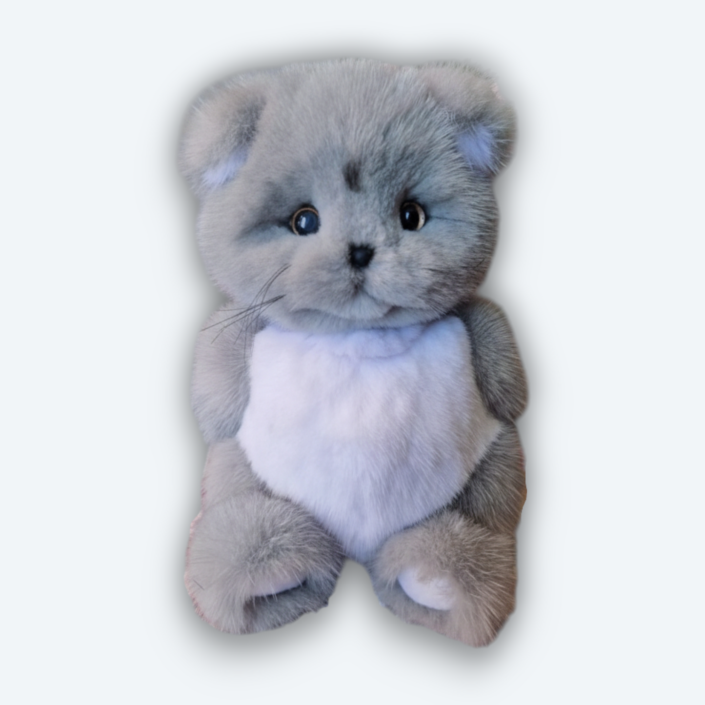 Artisan Handmade Silver Mist Kitten – Luxury Natural Mink Fur Designer Plush