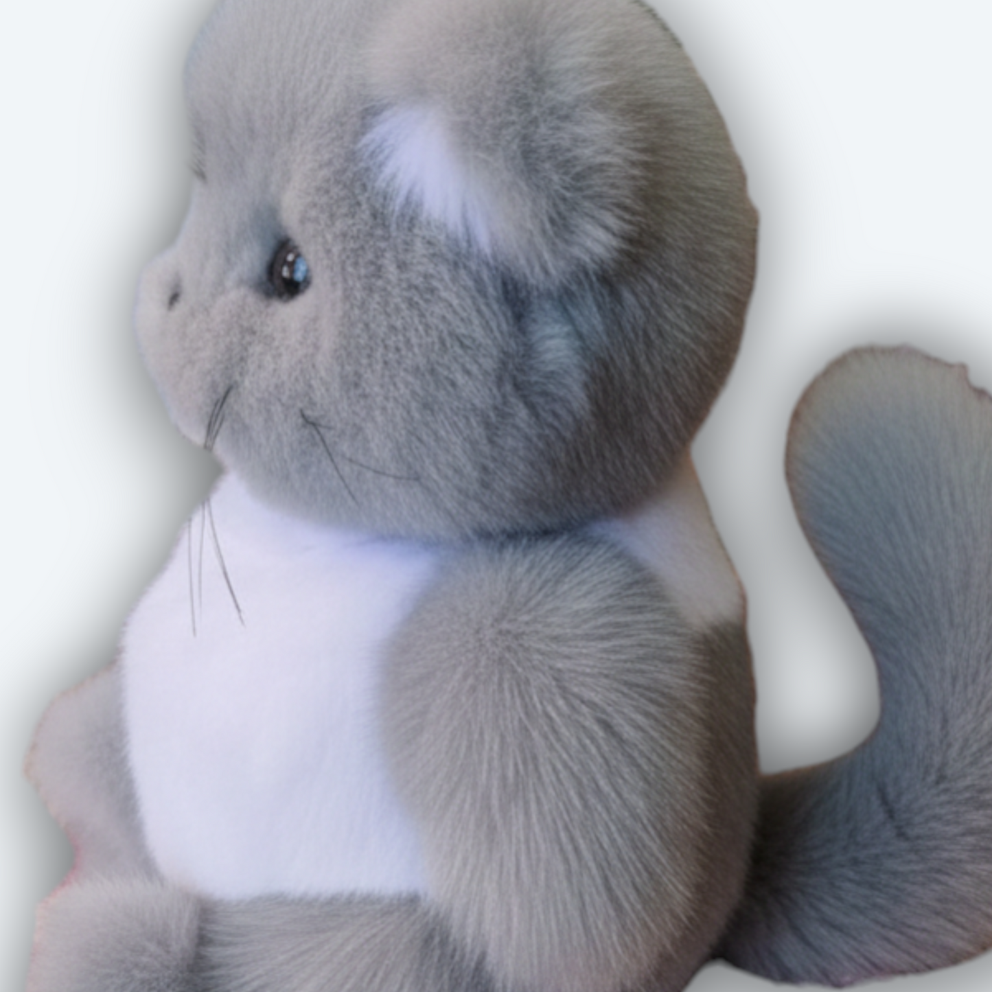 Artisan Handmade Silver Mist Kitten – Luxury Natural Mink Fur Designer Plush