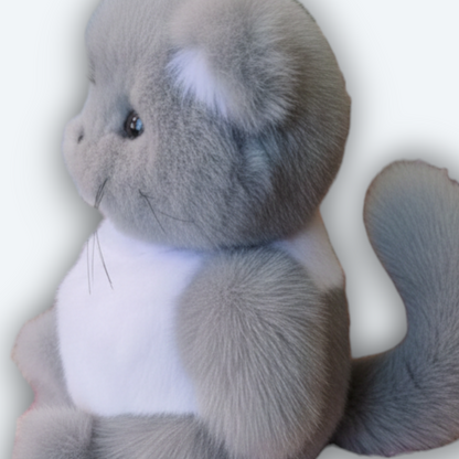 Artisan Handmade Silver Mist Kitten – Luxury Natural Mink Fur Designer Plush