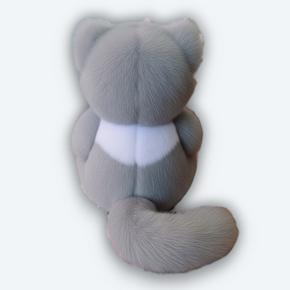 Artisan Handmade Silver Mist Kitten – Luxury Natural Mink Fur Designer Plush