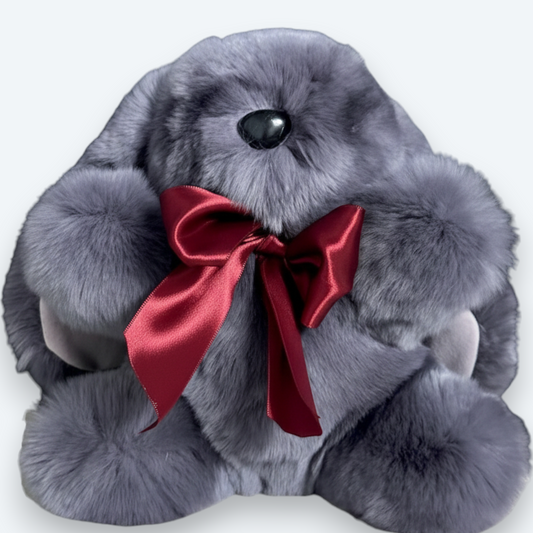 Artisan Handmade Graphite Grey Bunny – Luxury Rex Rabbit Fur Designer Plush