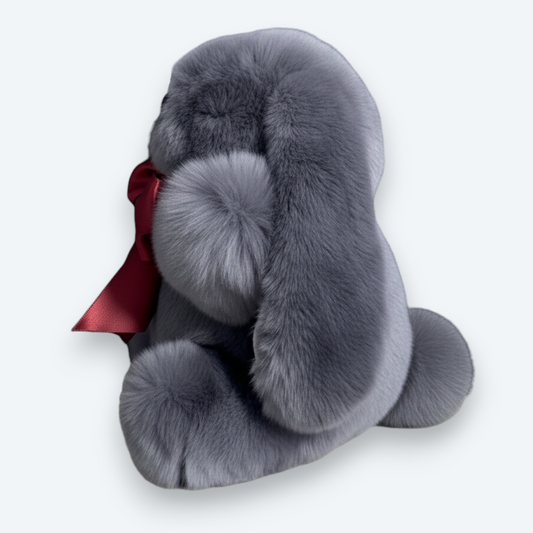 Artisan Handmade Graphite Grey Bunny – Luxury Rex Rabbit Fur Designer Plush