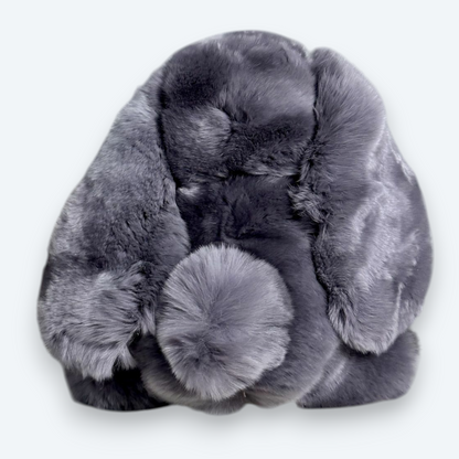 Artisan Handmade Graphite Grey Bunny – Luxury Rex Rabbit Fur Designer Plush