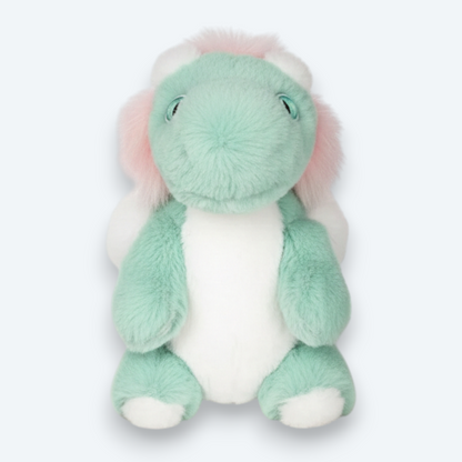Artisan Handmade Mint & Pink Dragon – Luxury Rex Rabbit & Arctic Fox Fur Plush
