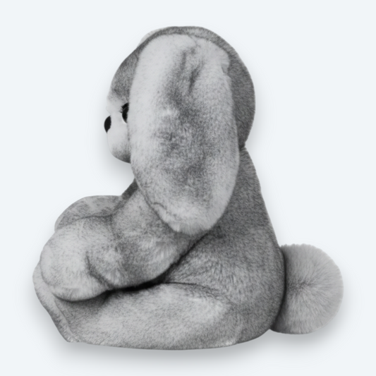 Artisan Handmade Grey Bunny – Luxury Rex Rabbit Fur Designer Plush