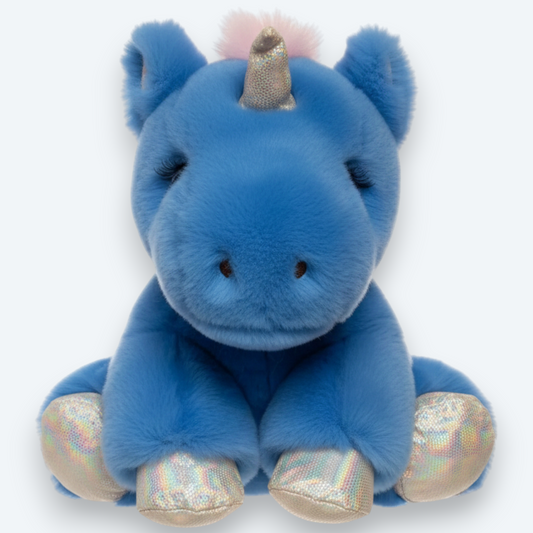 Artisan Handmade Azure Unicorn – Luxury Rex Rabbit Fur Designer Plush
