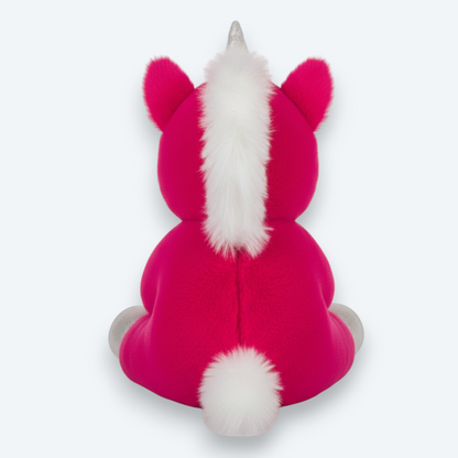 Artisan Handmade Fuchsia Unicorn – Luxury Rex Rabbit Fur Designer Plush