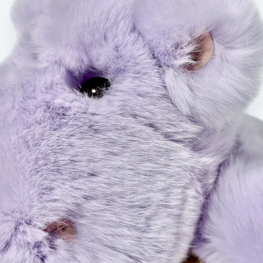 Artisan Handmade Purple Hippo in Premium Rex Rabbit Fur
