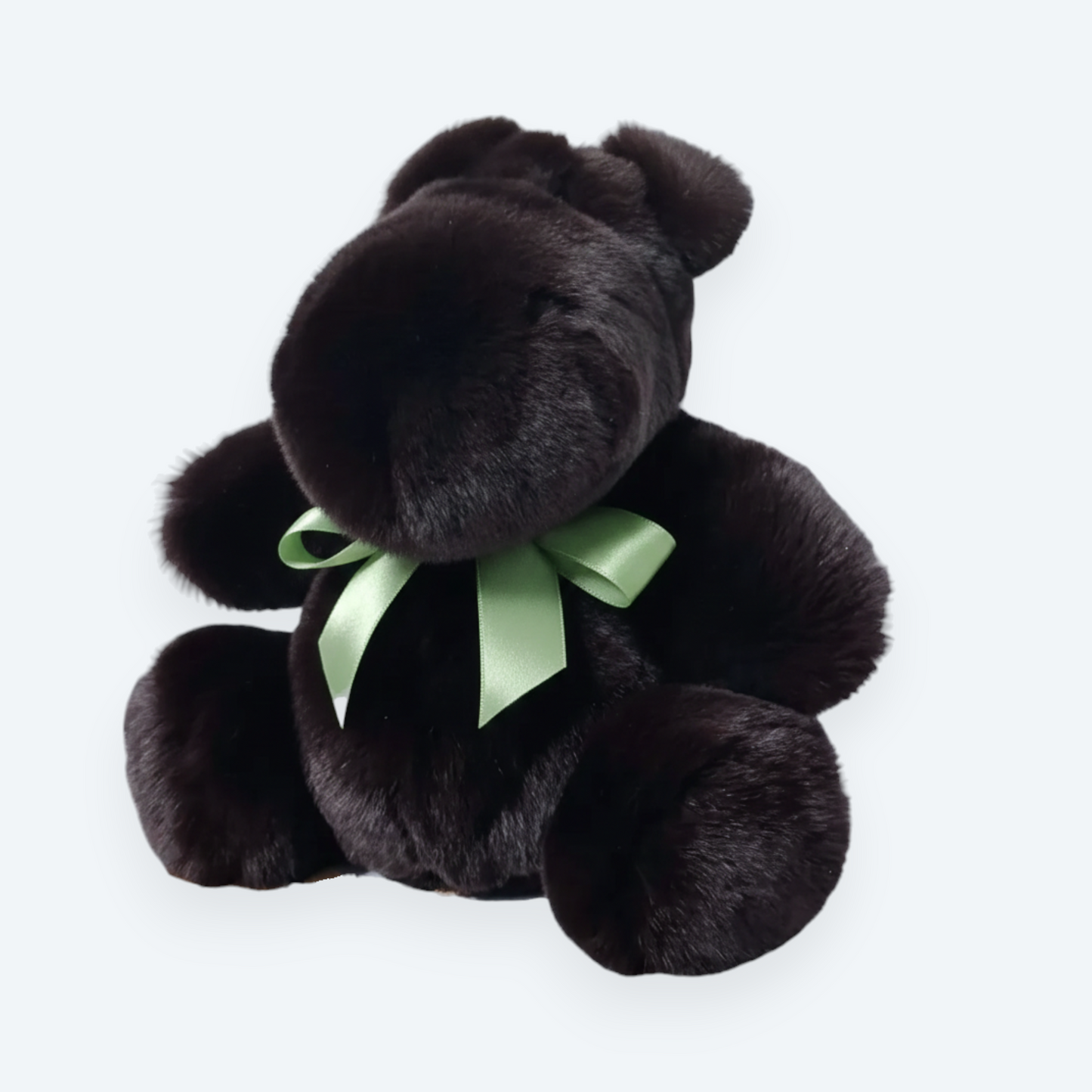 Artisan Handmade Espresso Hippo – Luxury Rex Rabbit Fur Designer Plush