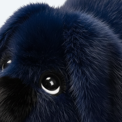 Artisan Handmade Navy Blue Puppy – Luxury Rex Rabbit Fur Designer Plush